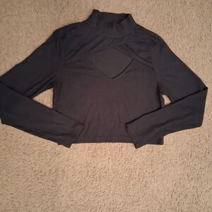 Chic Black Long Sleeve Crop Top